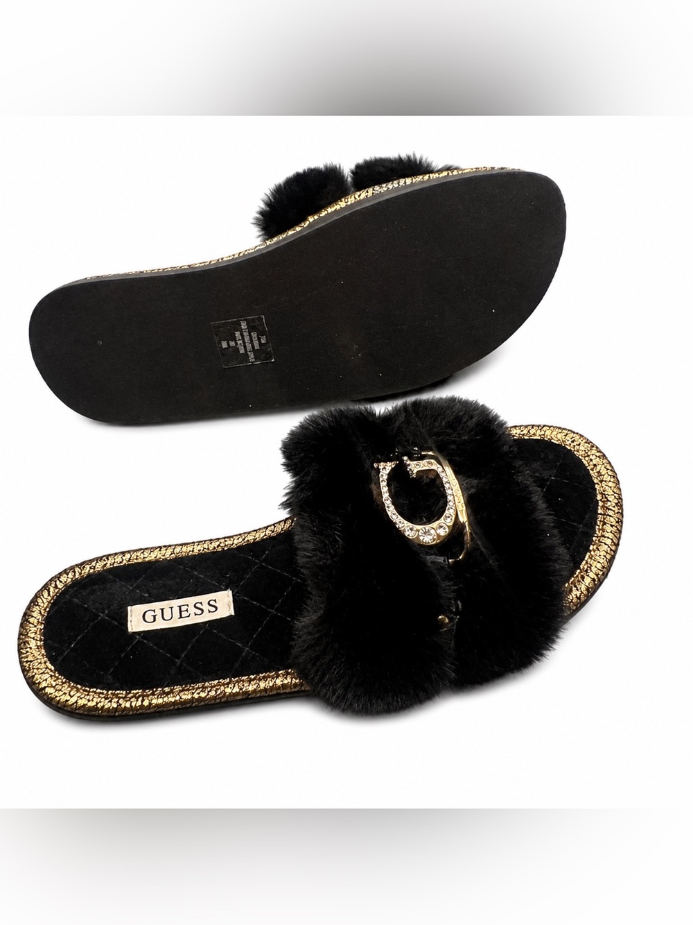 Brand new Fur $ Rhinestone Guess Slides - Picture 5 of 5